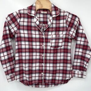 UGG Pajama Top Women's Medium Red Plaid Flannel Long Sleeve Loungewear Sleep